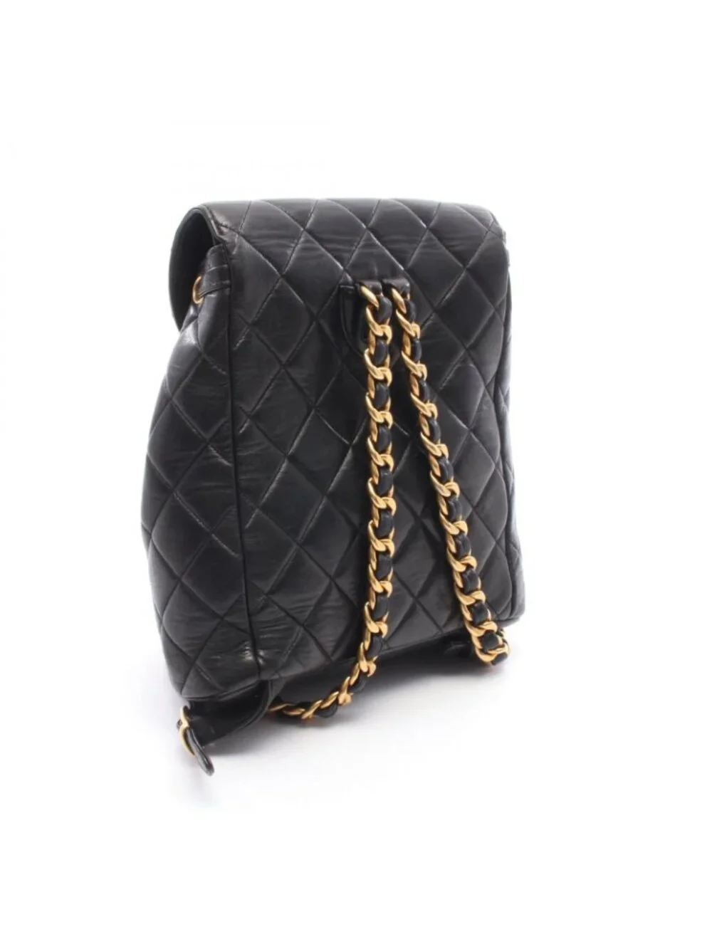 Chanel Backpack Quilted Black Lambskin Double Turnlock